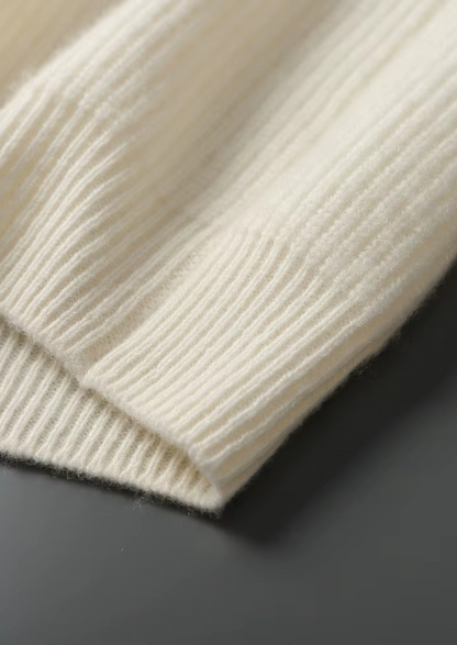 Premium Cashmere Ribbed V-Neck Sweater | Arventti