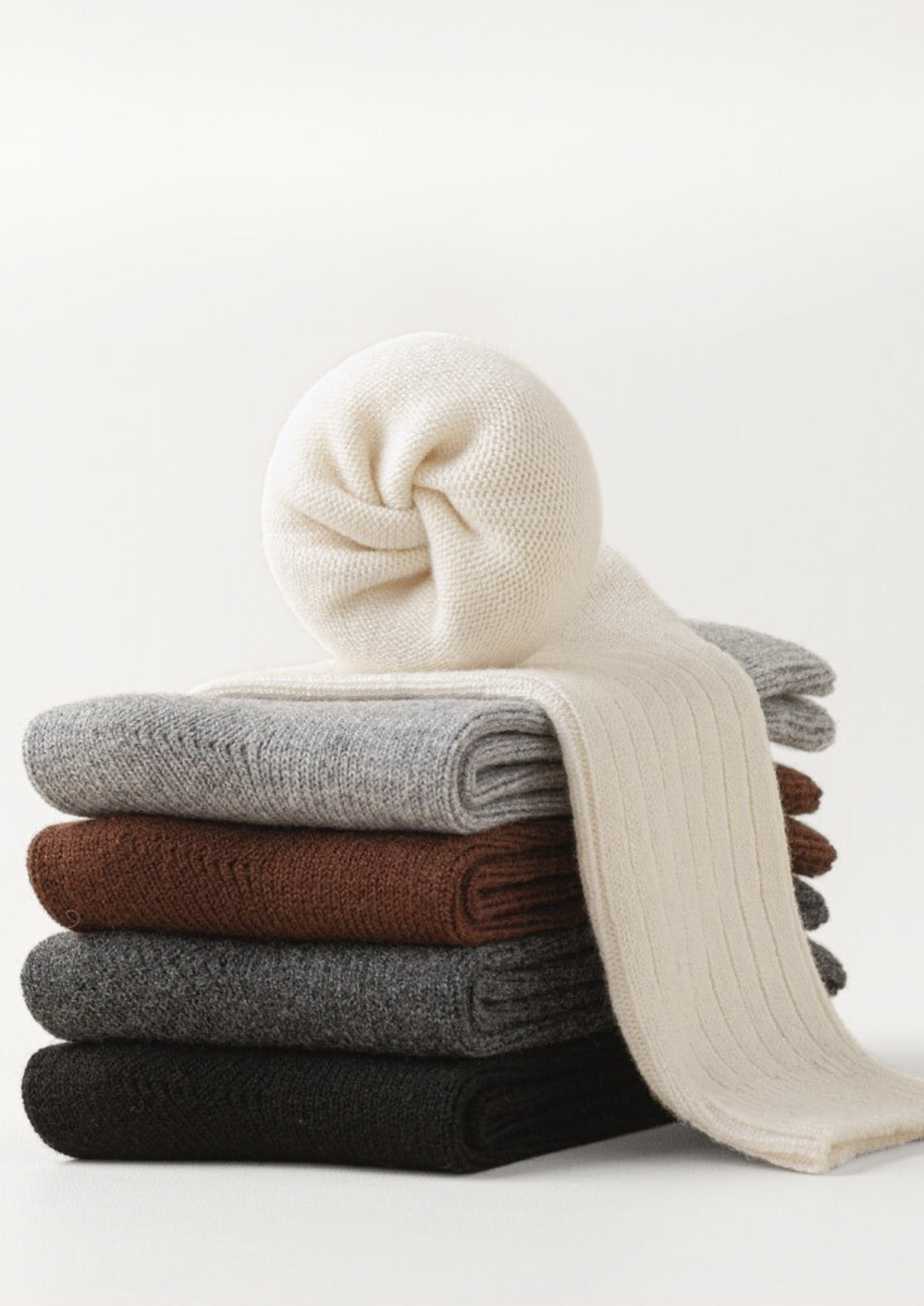 Ivory Ultra-Soft Ribbed Merino Wool Socks | Arventti