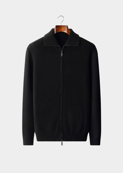 Pure Extra-Fine Merino Wool Funnel Neck Dual Zip Cardigan | Arventti