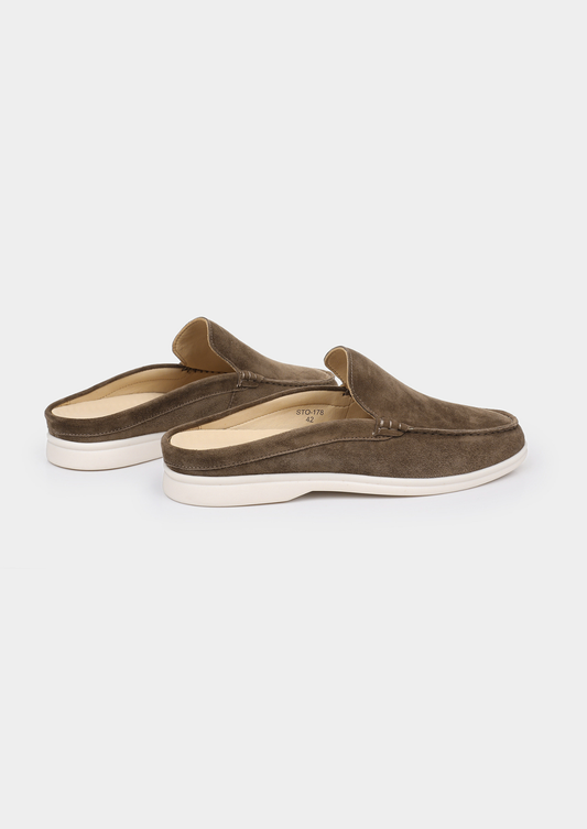 Olive Marina Suede Slipper | Arventti