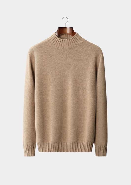 Pure Cashmere Beige Mockneck Sweater | Arventti