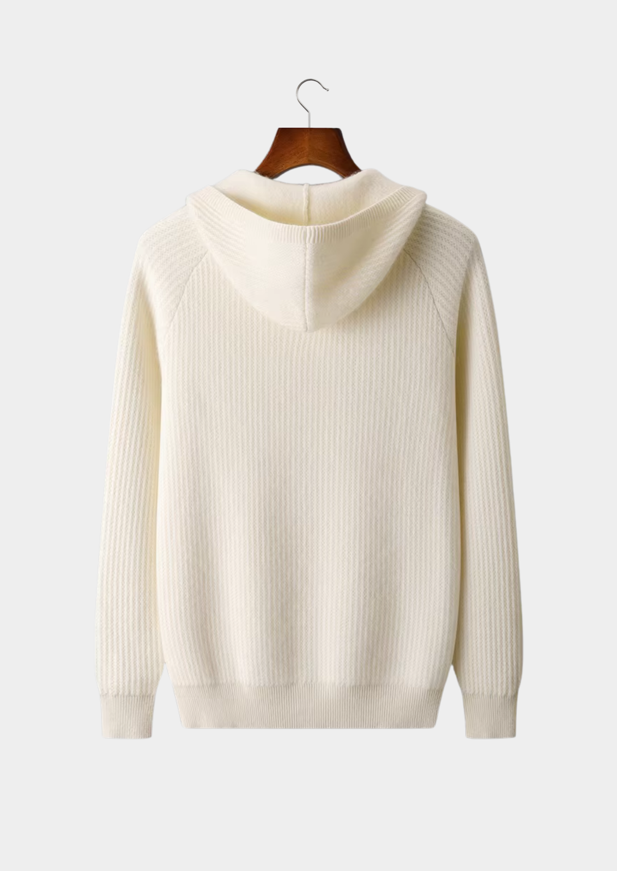 Pure Extra-Fine Merino Wool Ribbed Zipper Hoodie | Arventti
