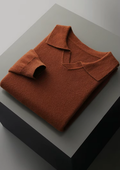 Pure Extra-Fine Merino Wool Ribbed Buttonless Polo | Arventti