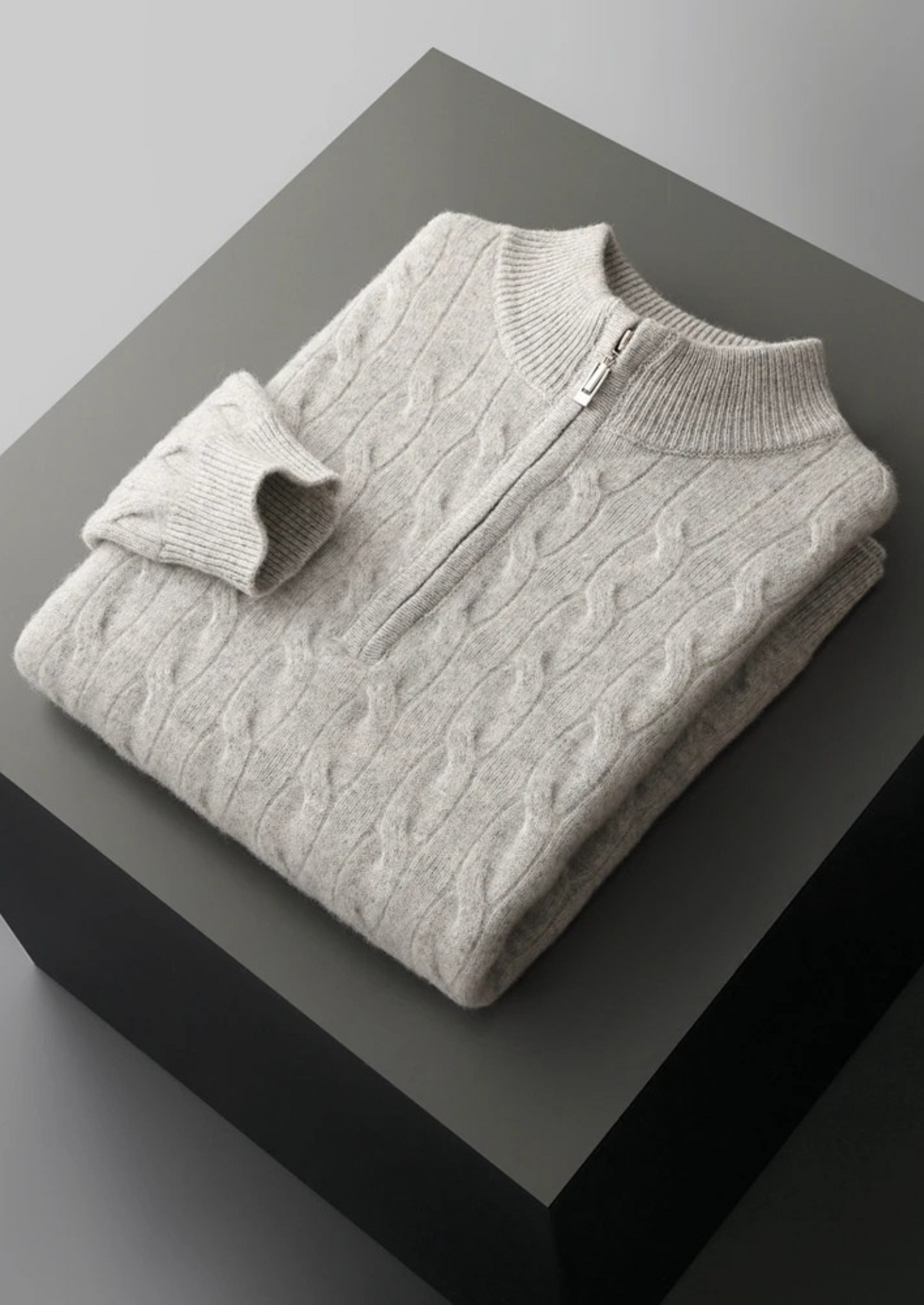 Pure Extra-Fine Merino Wool Cable Half Zip | Arventti