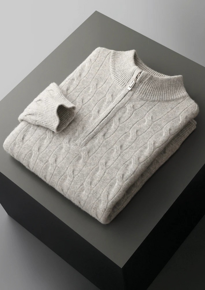 Pure Extra-Fine Merino Wool Cable Half Zip | Arventti
