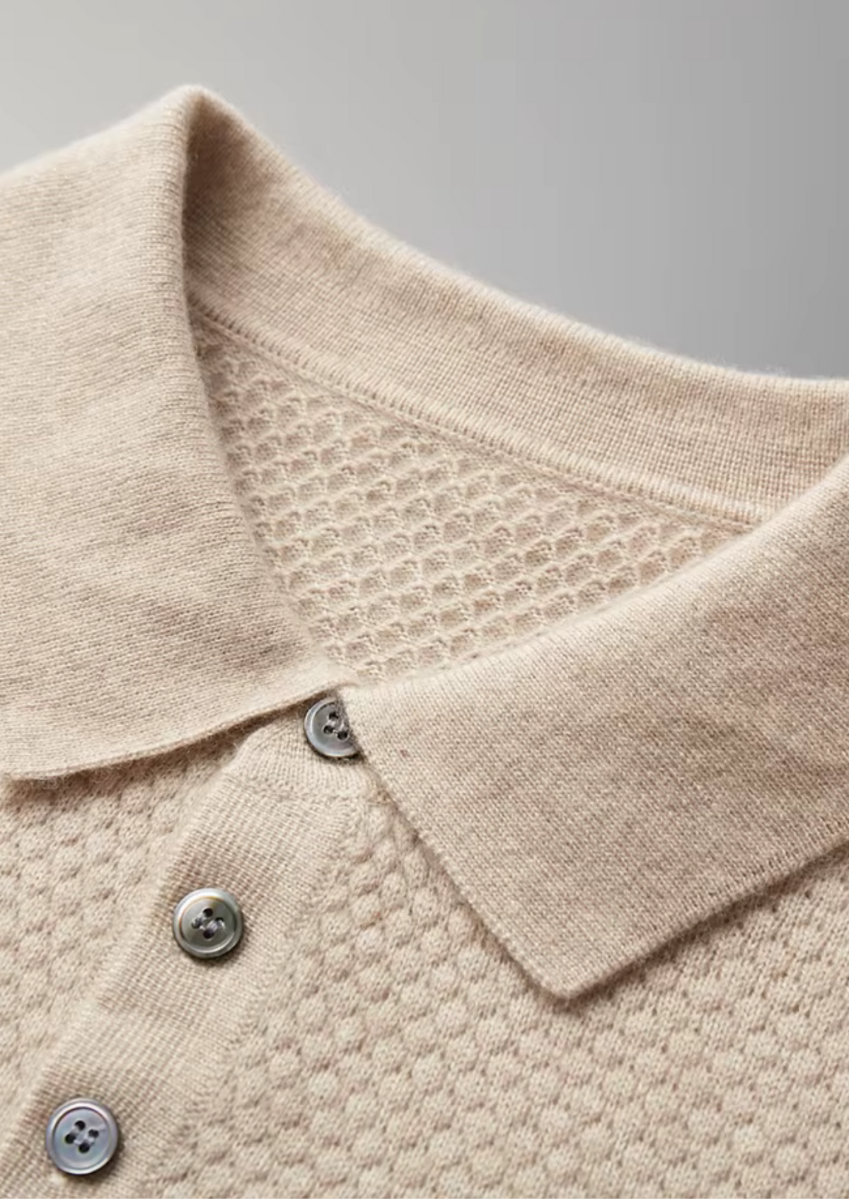 Premium Cashmere Textured Sweater Polo | Arventti
