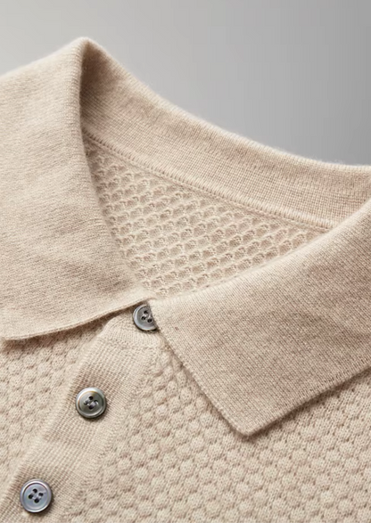 Premium Cashmere Textured Sweater Polo | Arventti