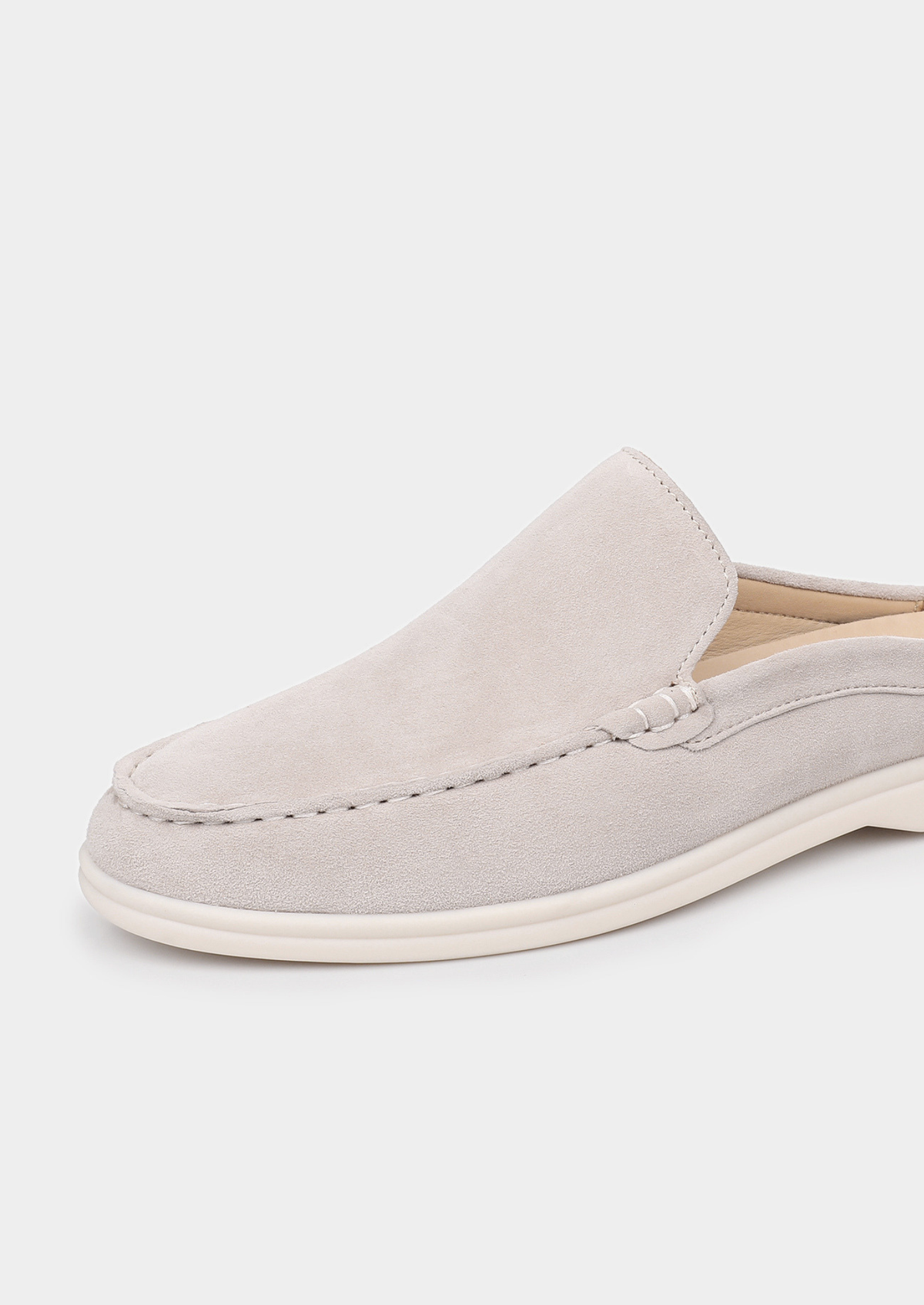 Light Gray Marina Suede Slipper | Arventti