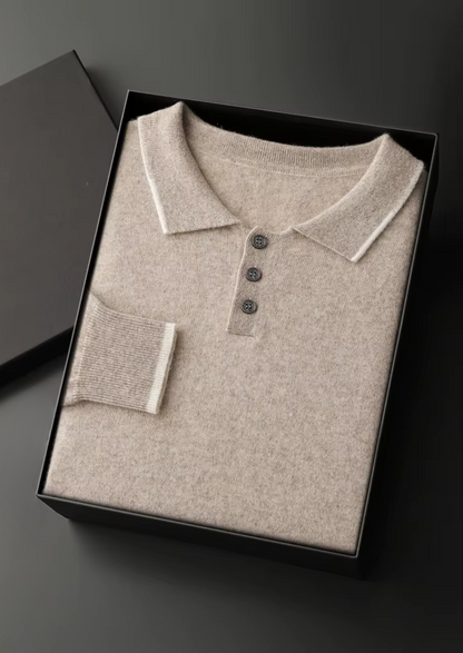 Premium Cashmere Two Tone Button Polo | Arventti