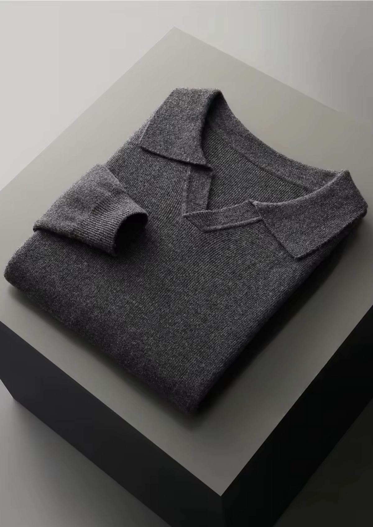 Pure Extra-Fine Merino Wool Ribbed Buttonless Polo | Arventti