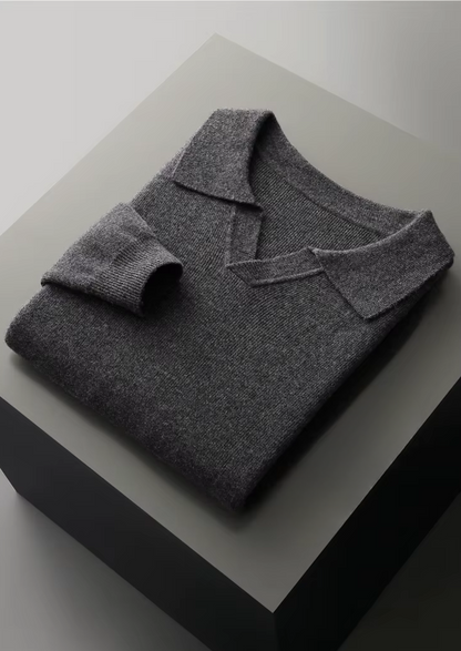 Pure Extra-Fine Merino Wool Ribbed Buttonless Polo | Arventti
