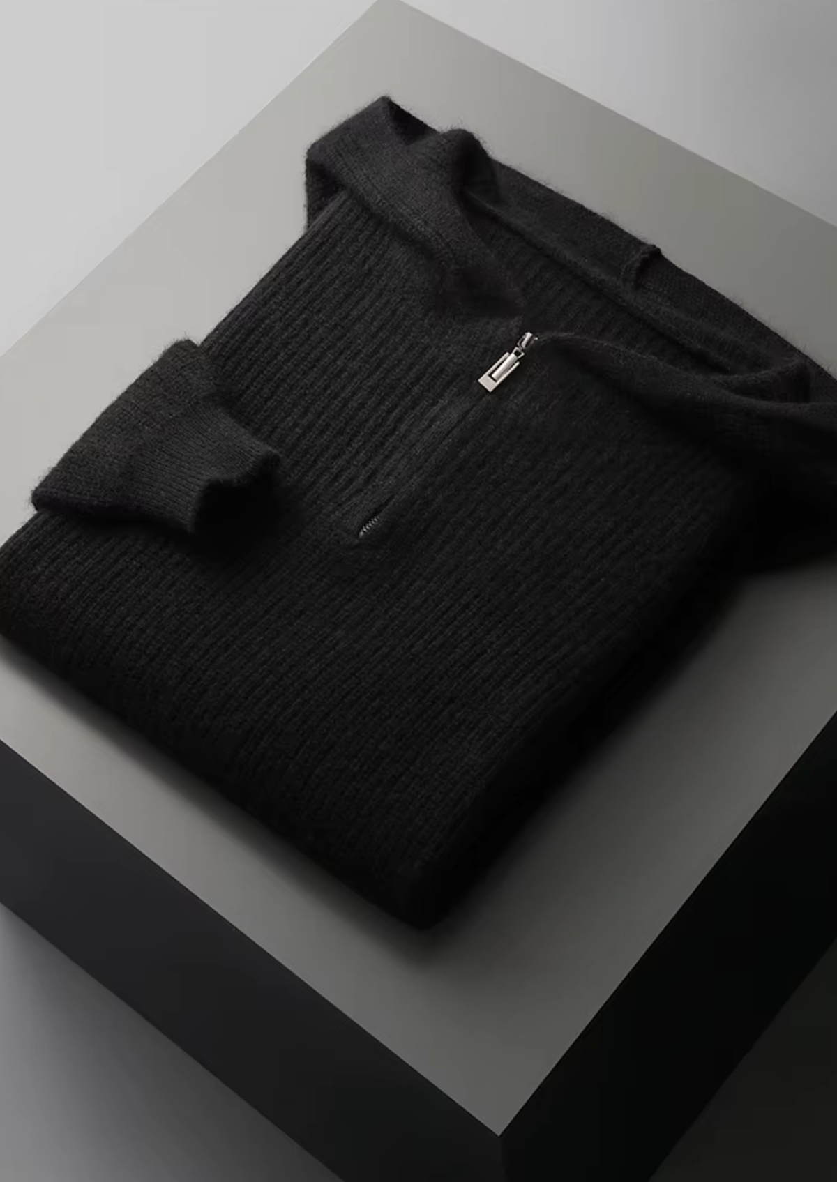 Pure Extra-Fine Merino Wool Half Zipper Hoodie | Arventti