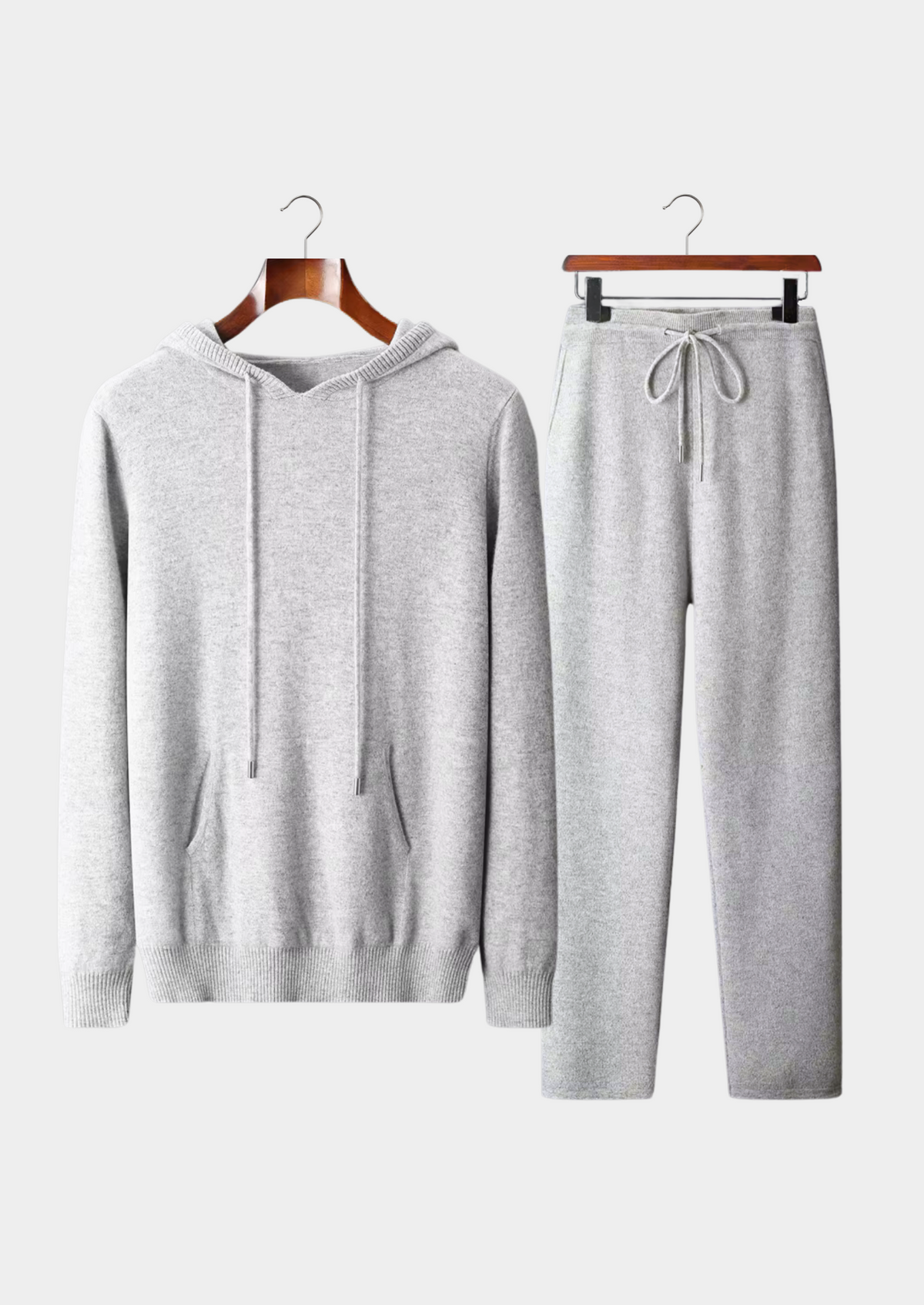 Pure Extra-Fine Merino Wool Light Gray Savro Set | Arventti