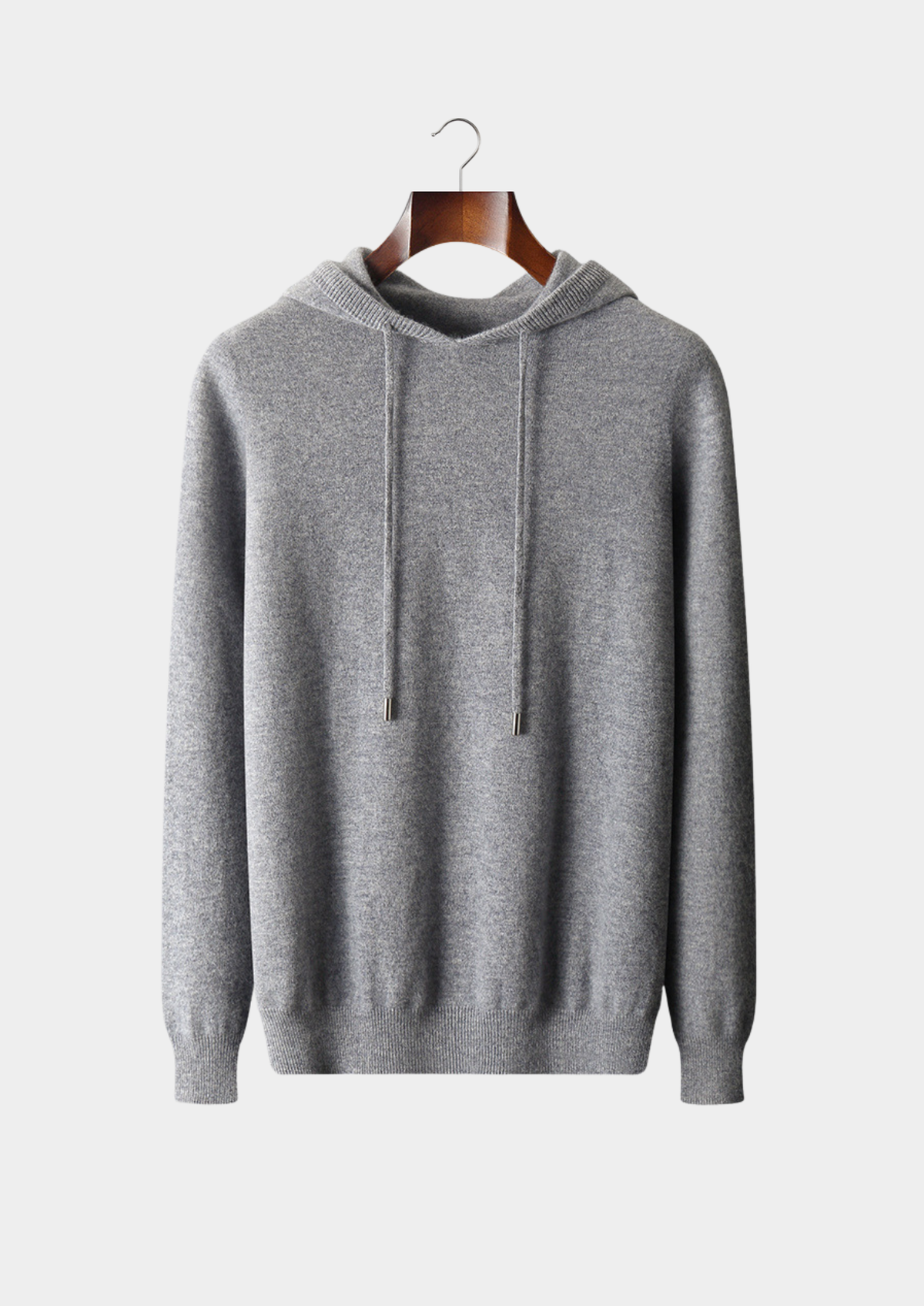 Pure Extra-Fine Merino Wool Light Gray Leisure Hoodie | Arventti