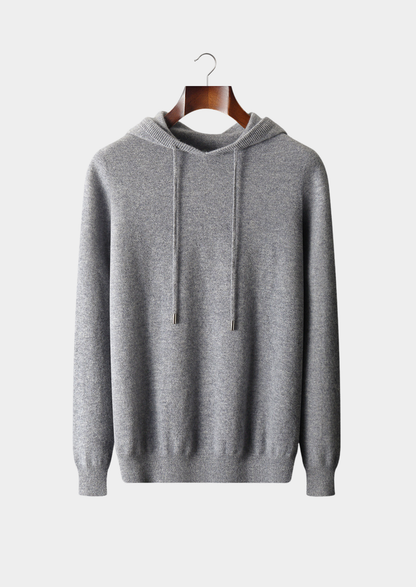 Pure Extra-Fine Merino Wool Light Gray Leisure Hoodie | Arventti