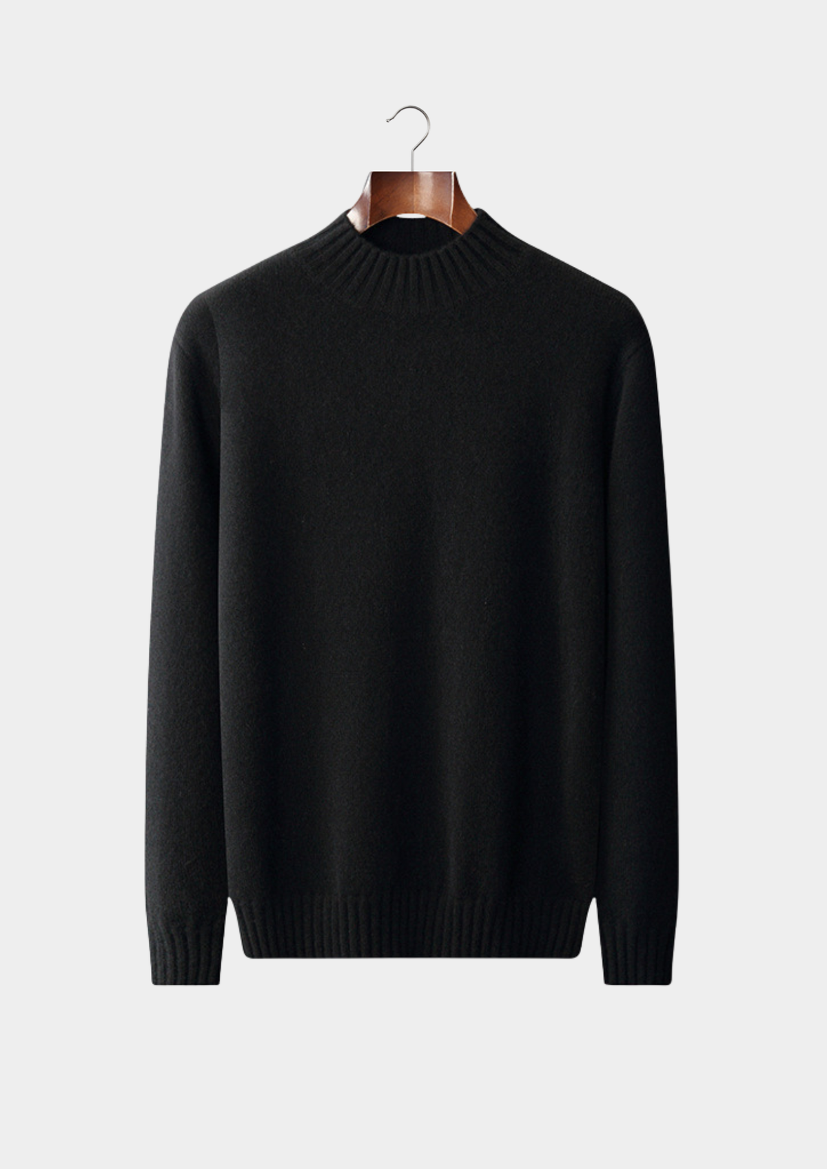 Pure Cashmere Black Mockneck Sweater | Arventti