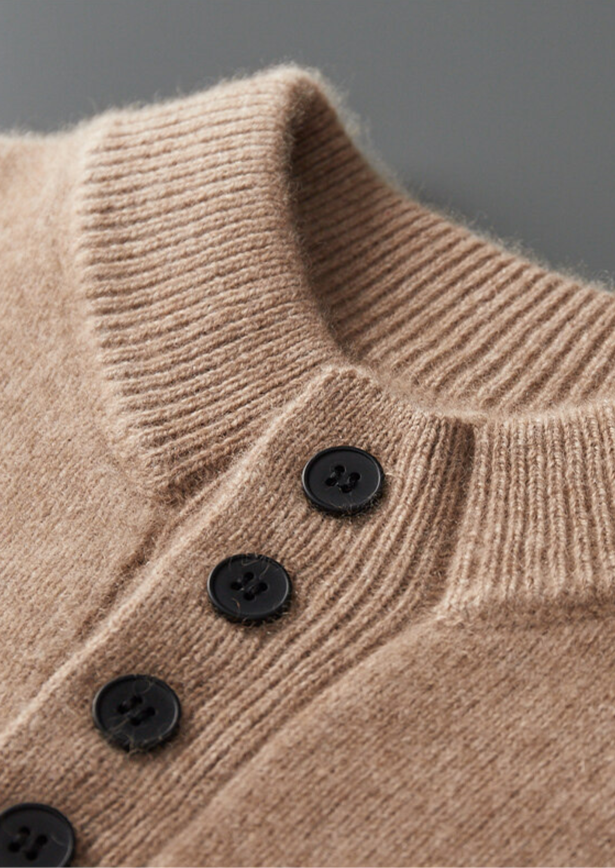 Pure Cashmere Beige Button Sweater | Arventti