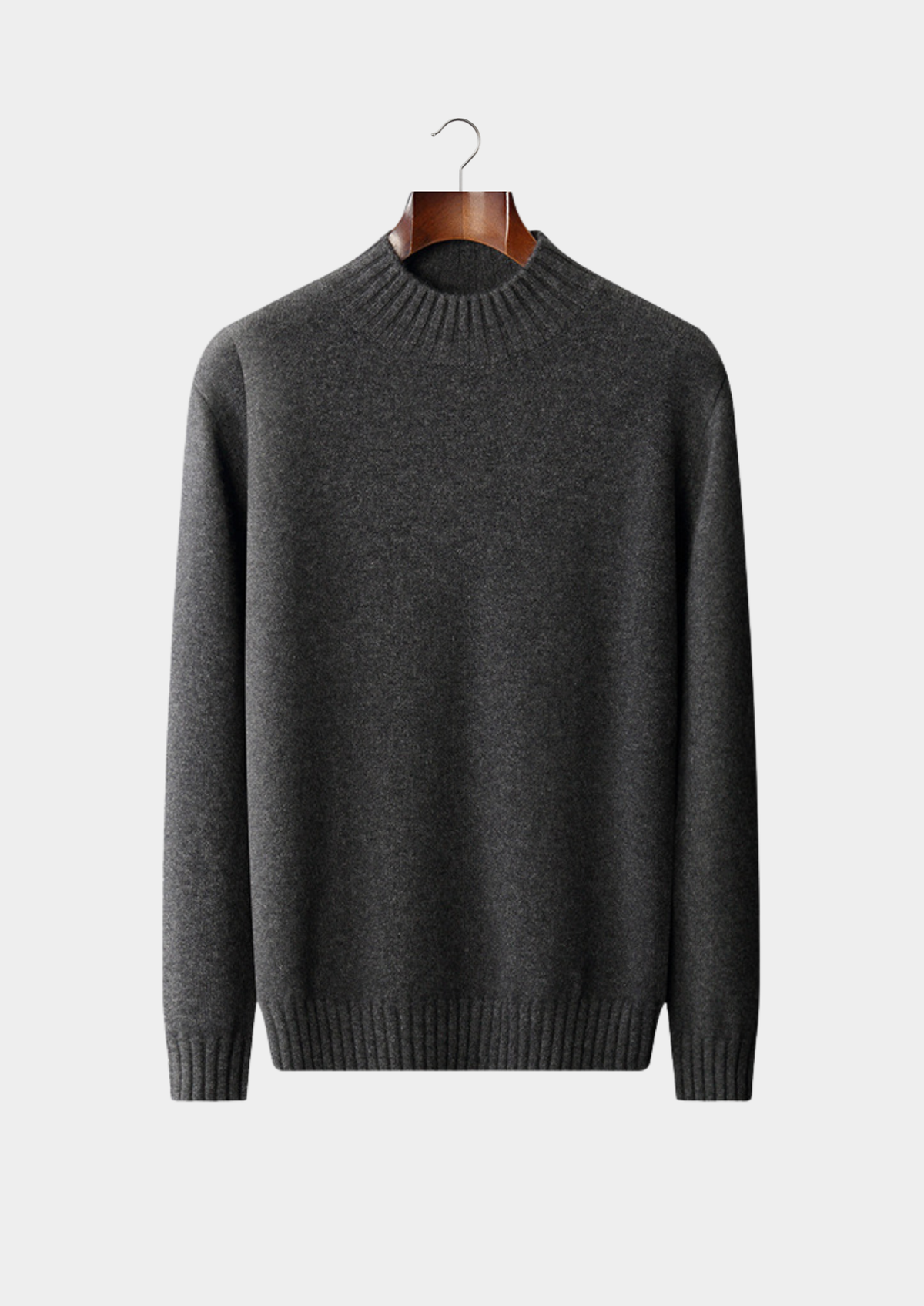 Pure Cashmere Dark Gray Mockneck Sweater | Arventti