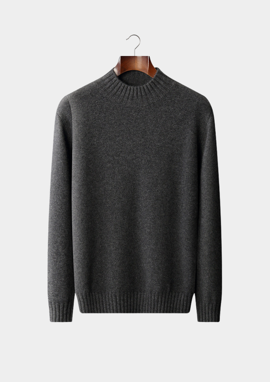 Pure Cashmere Dark Gray Mockneck Sweater | Arventti