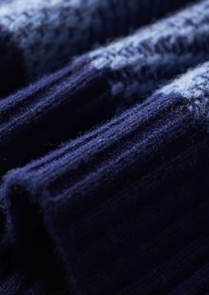 Pure Extra-Fine Merino Wool Two Tone Patterned Mockneck | Arventti