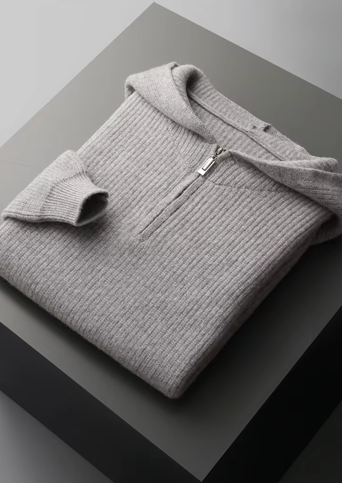 Pure Extra-Fine Merino Wool Half Zipper Hoodie | Arventti