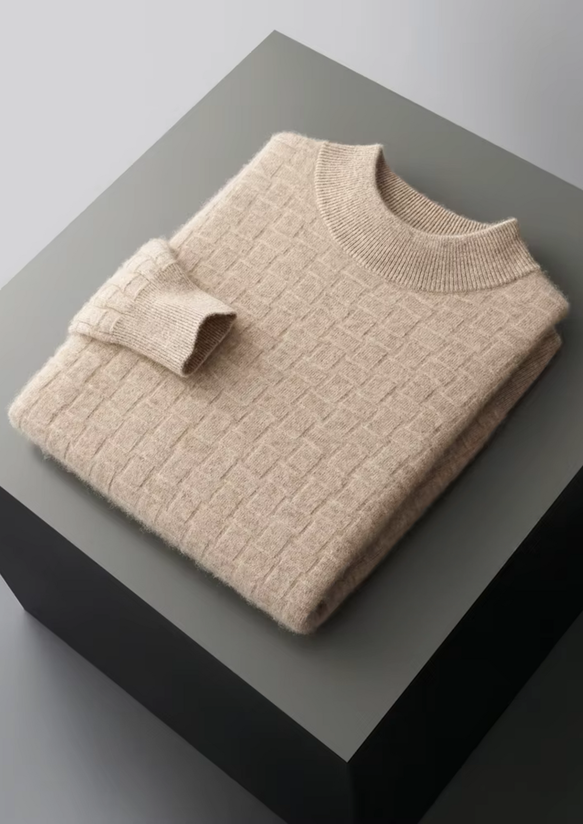 Pure Extra-Fine Merino Wool Textured Mockneck | Arventti