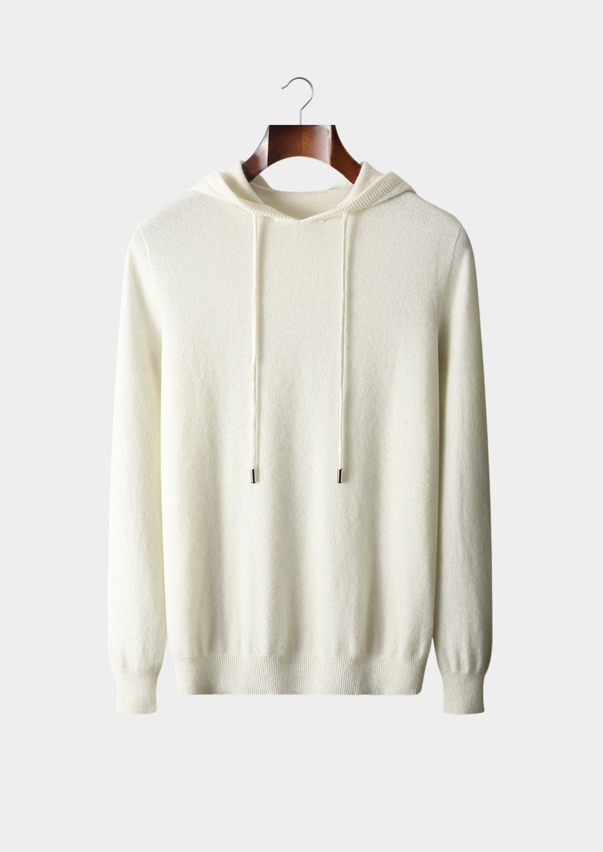 Pure Extra-Fine Merino Wool Ivory Leisure Hoodie | Arventti