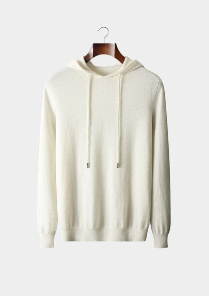 Pure Extra-Fine Merino Wool Ivory Leisure Hoodie | Arventti