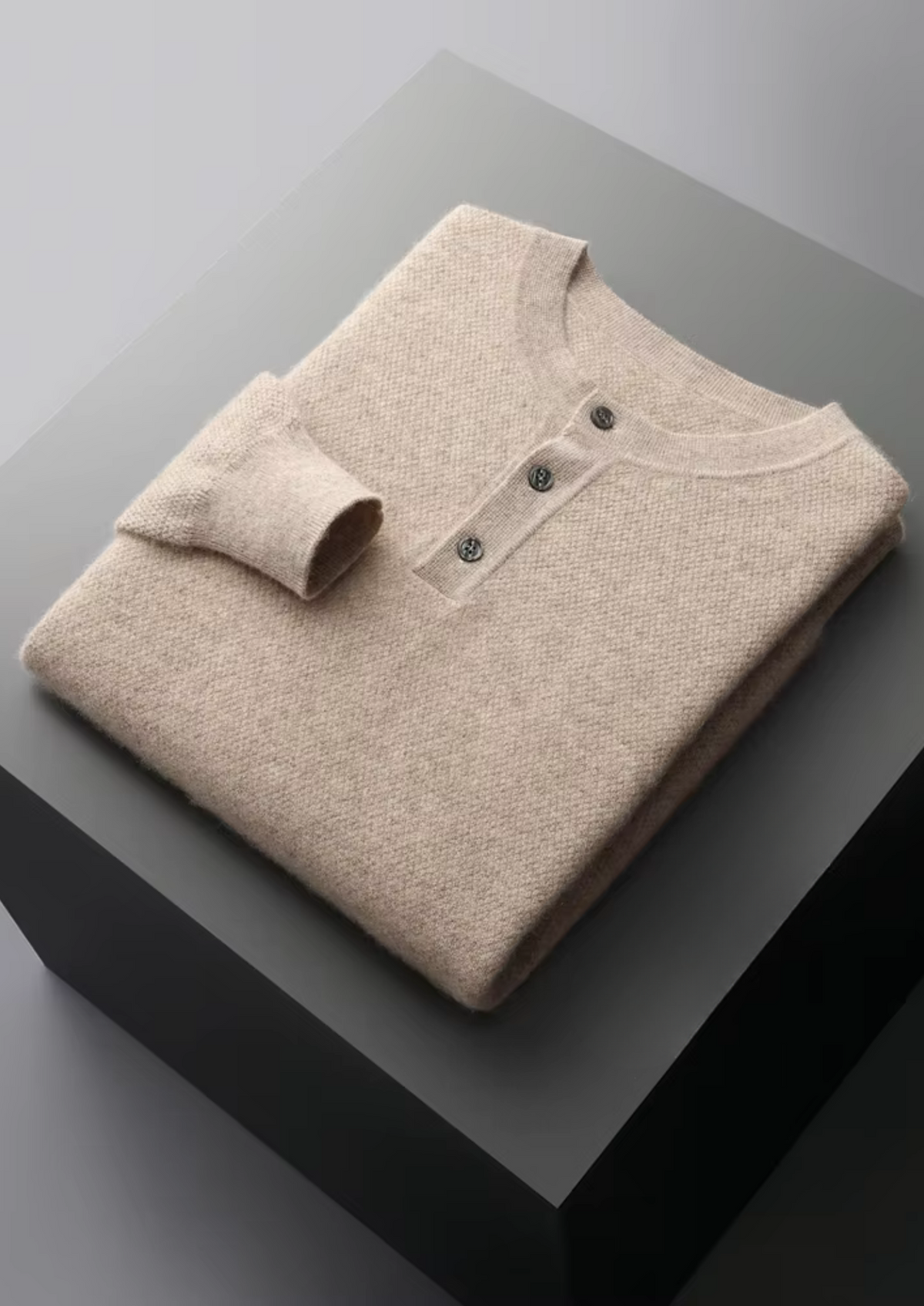 Premium Cashmere Classic Henley Sweater | Arventti