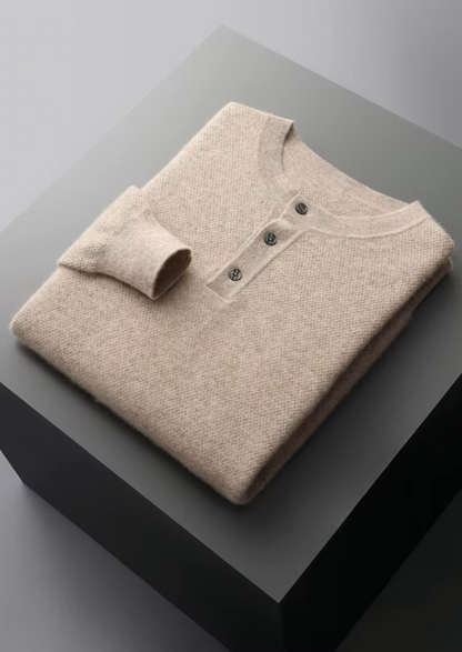 Premium Cashmere Classic Henley Sweater | Arventti