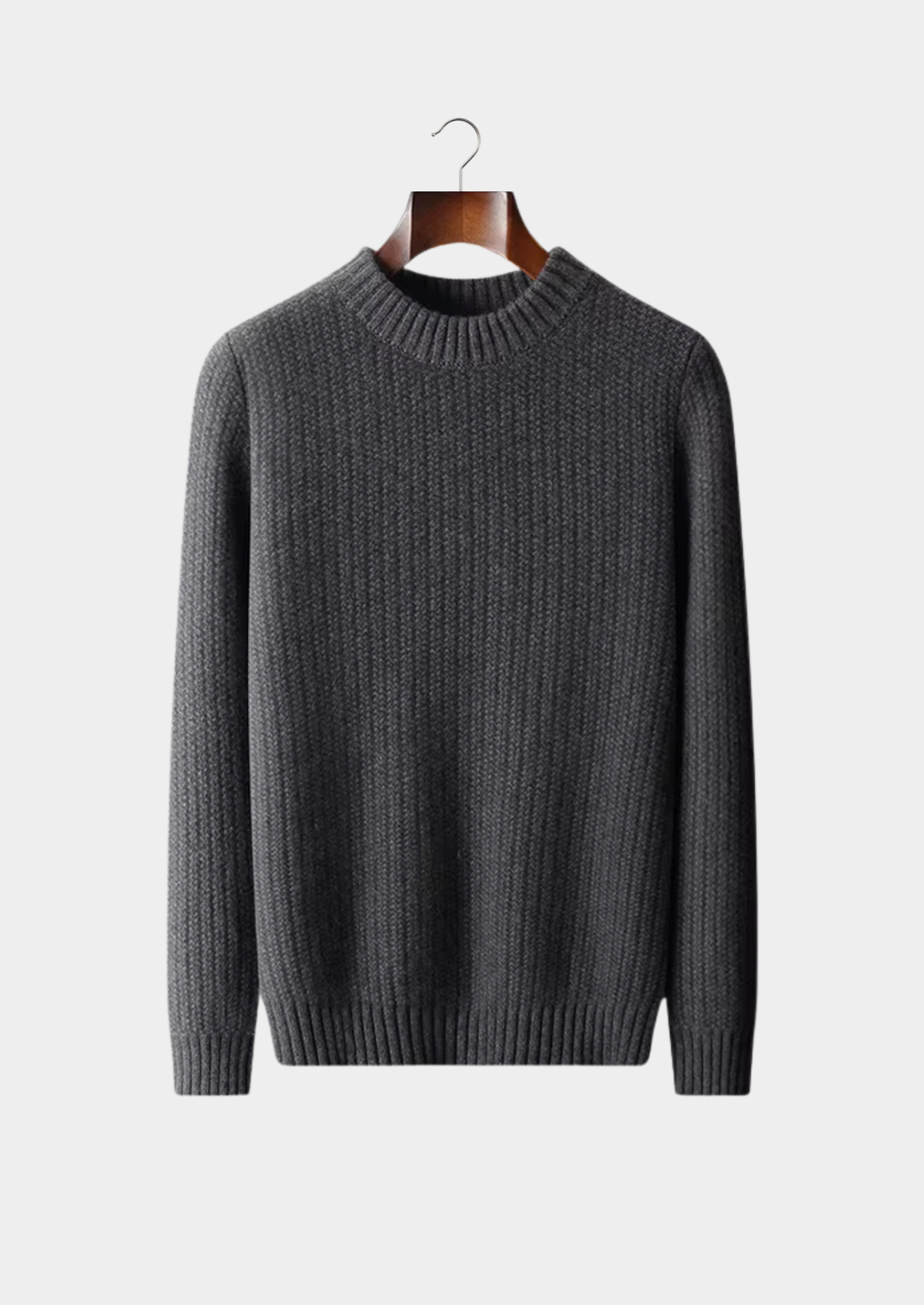 Pure Cashmere Dark Gray Heavyweight Crewneck | Arventti