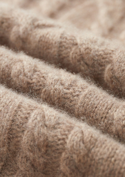 Pure Cashmere Beige Cable Half Zip Sweater | Arventti