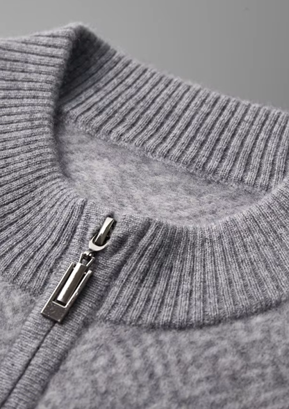 Premium Cashmere Patterned Half-Zip Sweater | Arventti