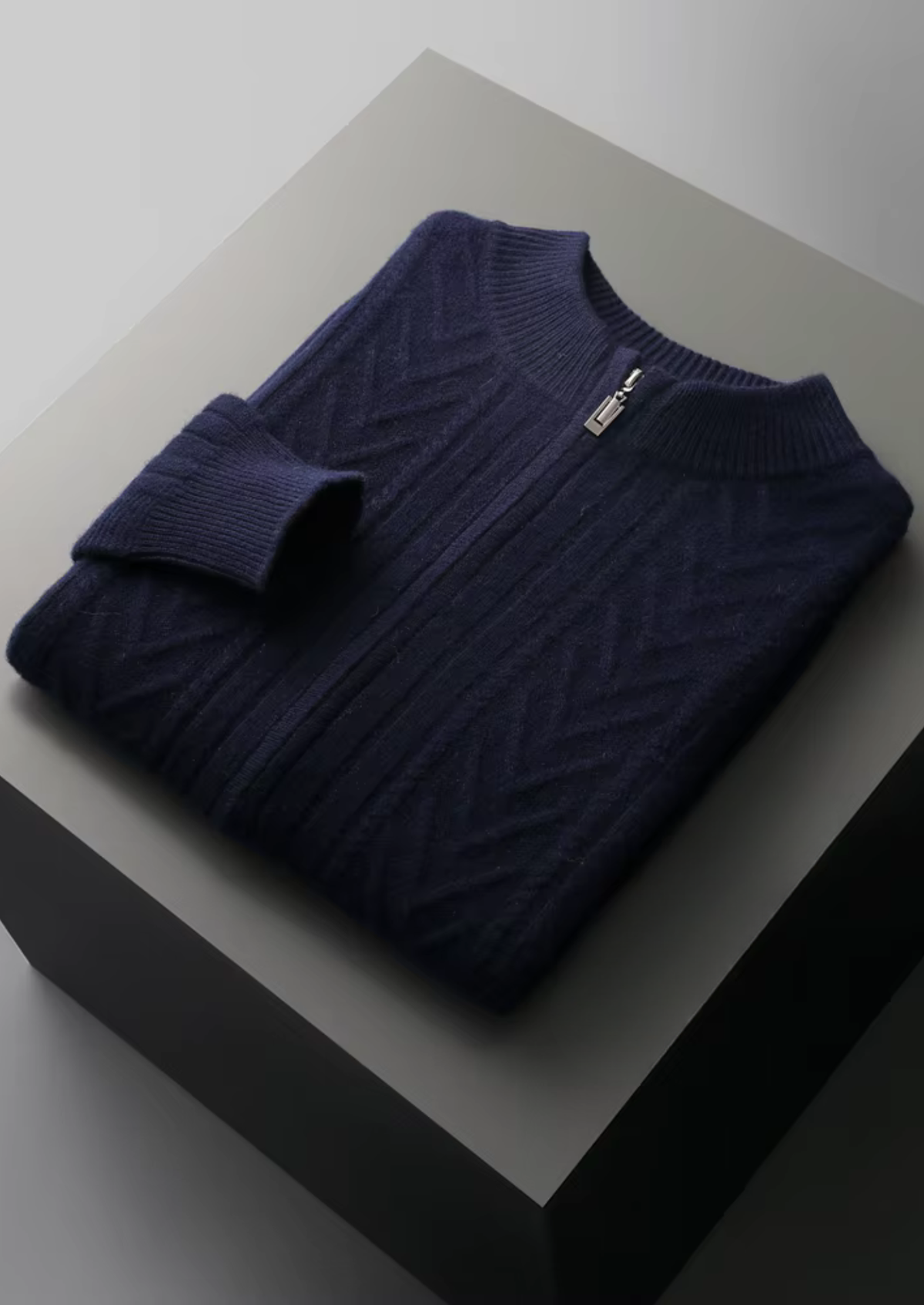 Pure Extra-Fine Merino Wool Patterned Zip Cardigan | Arventti