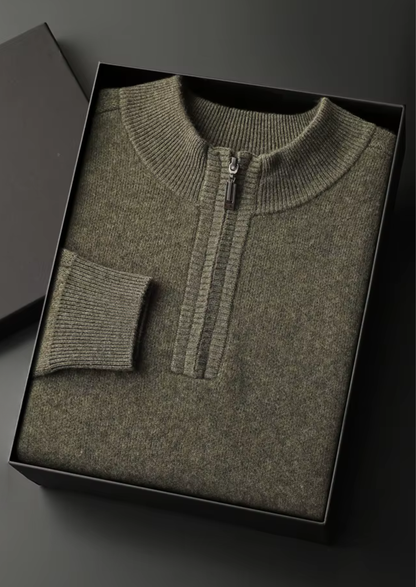Premium Cashmere Essential Half-Zip Sweater | Arventti