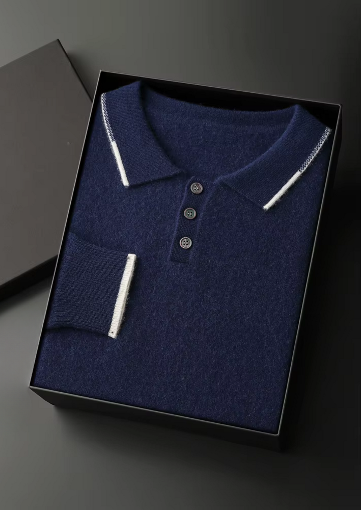 Premium Cashmere Two Tone Button Polo | Arventti