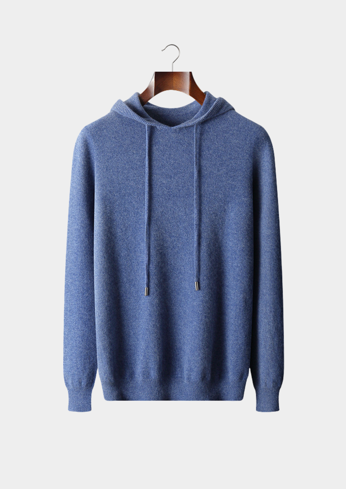 Pure Extra-Fine Merino Wool Sea Blue Leisure Hoodie | Arventti