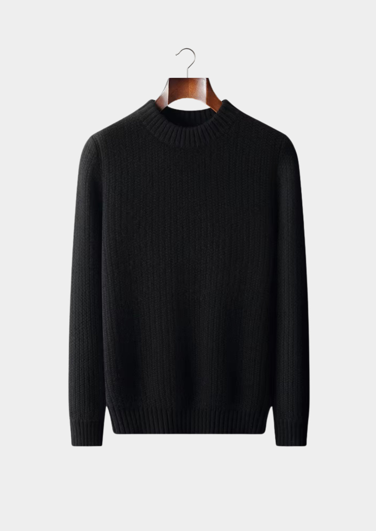 Pure Cashmere Black Heavyweight Crewneck | Arventti