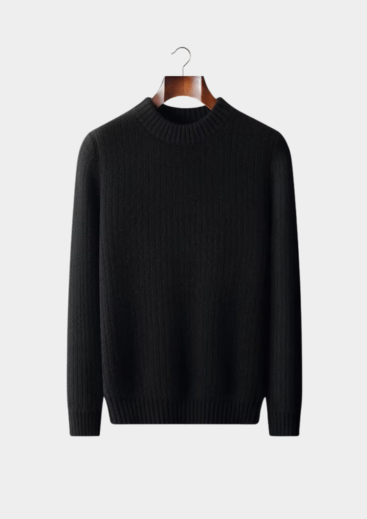 Pure Cashmere Black Heavyweight Crewneck | Arventti