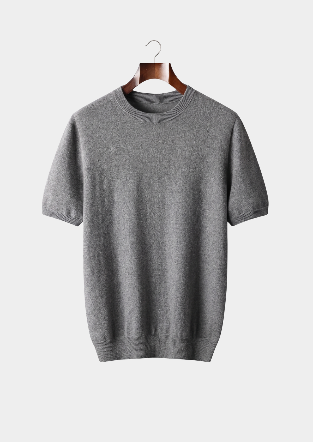 Premium Cashmere Classic Crewneck T-Shirt - Dark Gray | Arventti