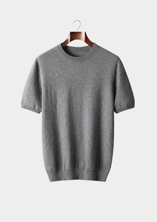 Premium Cashmere Classic Crewneck T-Shirt - Dark Gray | Arventti