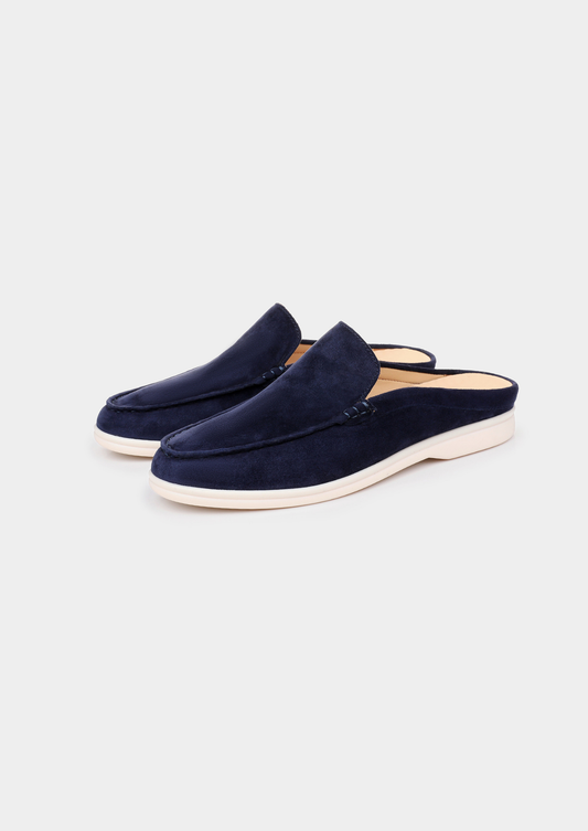 Navy Blue Marina Suede Slipper | Arventti