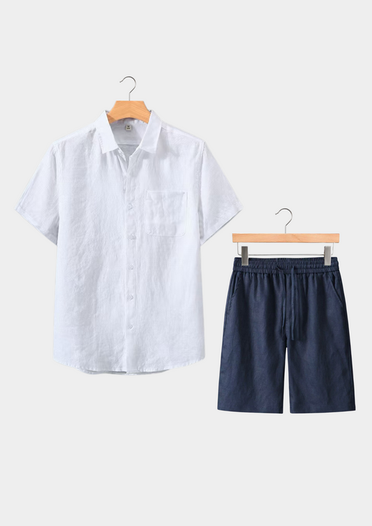 Dolcevita Shortsleeve Summer Set - White/navy | Arventti