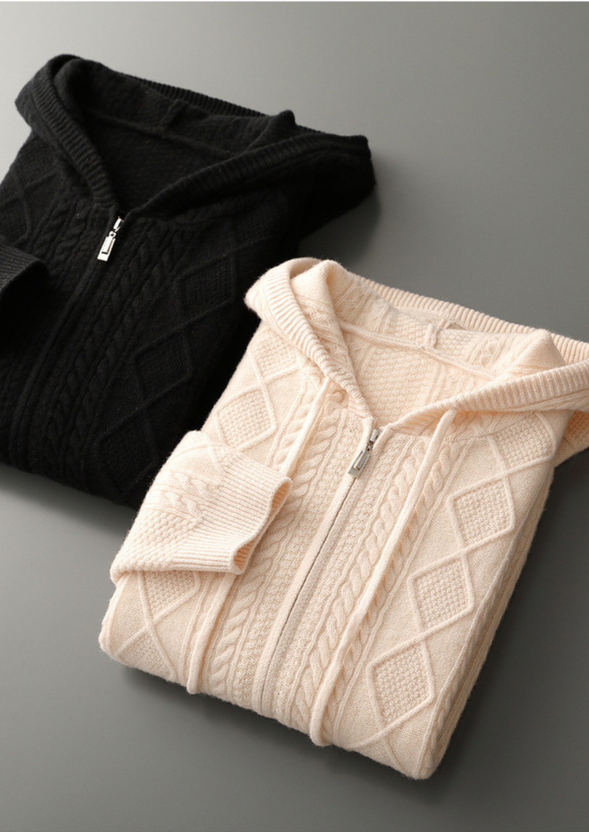Pure Extra-Fine Merino Wool Wintertime Zipper Hoodie | Arventti