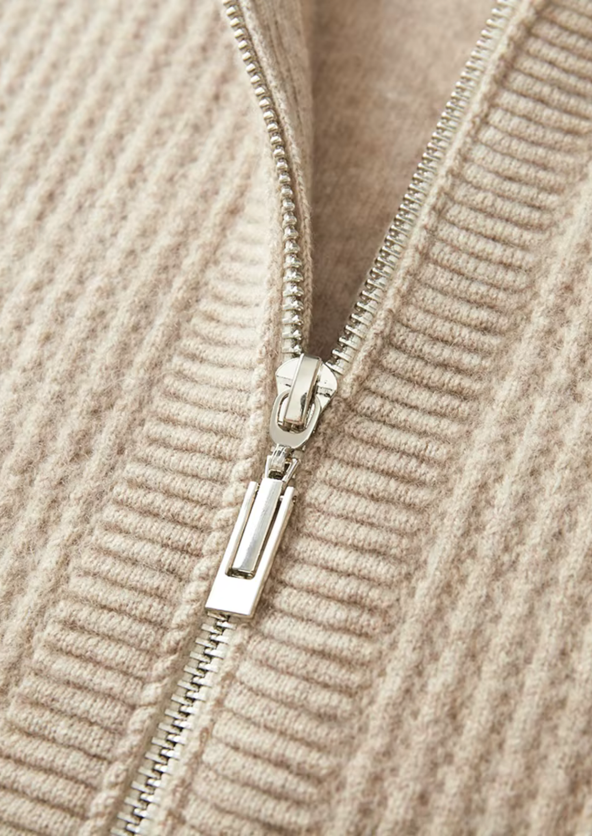 Pure Extra-Fine Merino Wool Ribbed Zipper Hoodie | Arventti