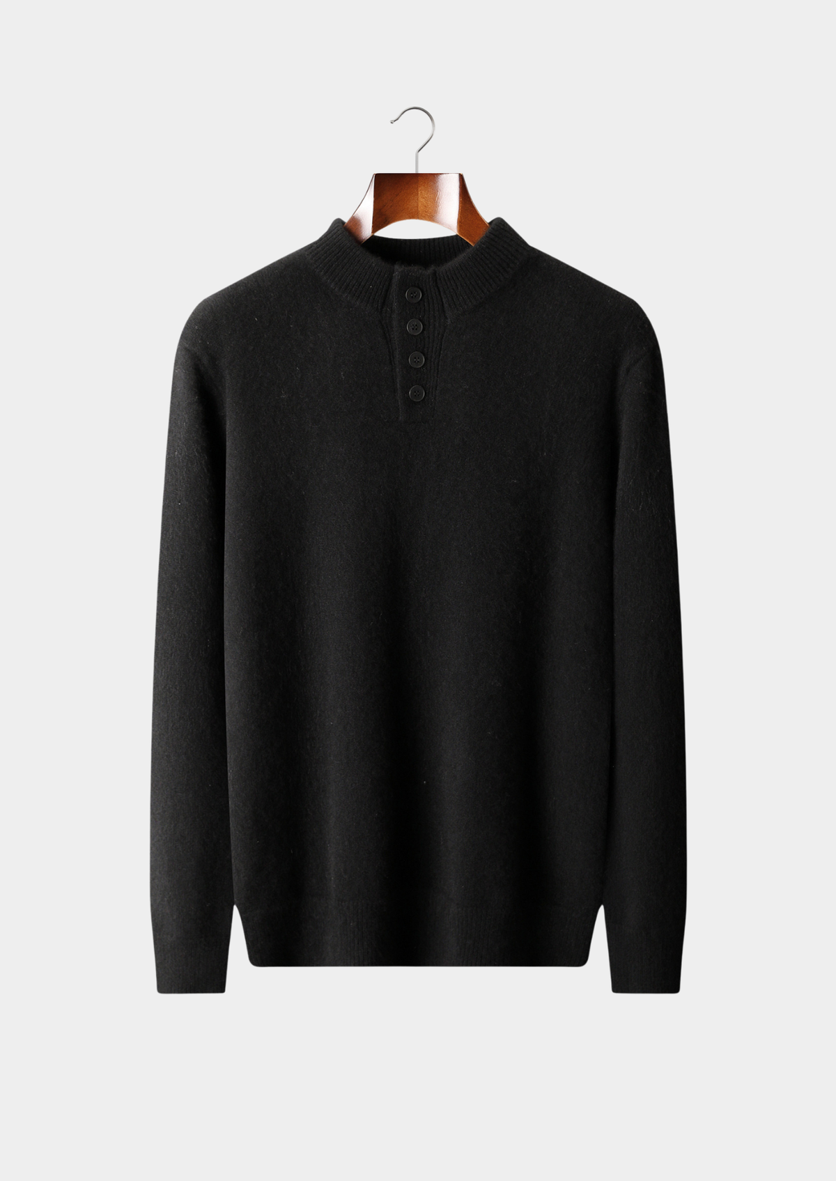 Pure Cashmere Black Button Sweater | Arventti