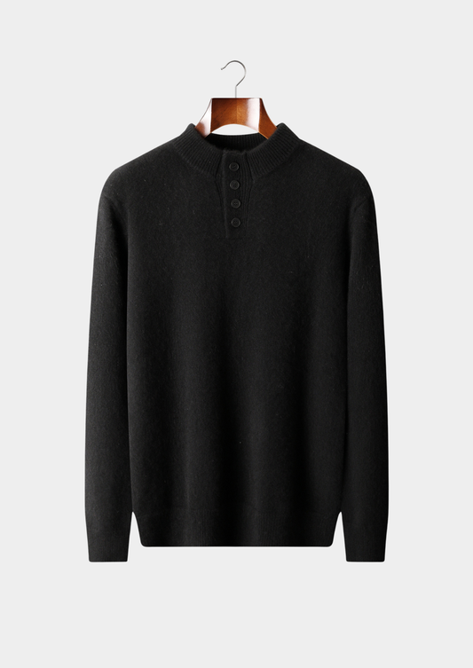 Pure Cashmere Black Button Sweater | Arventti