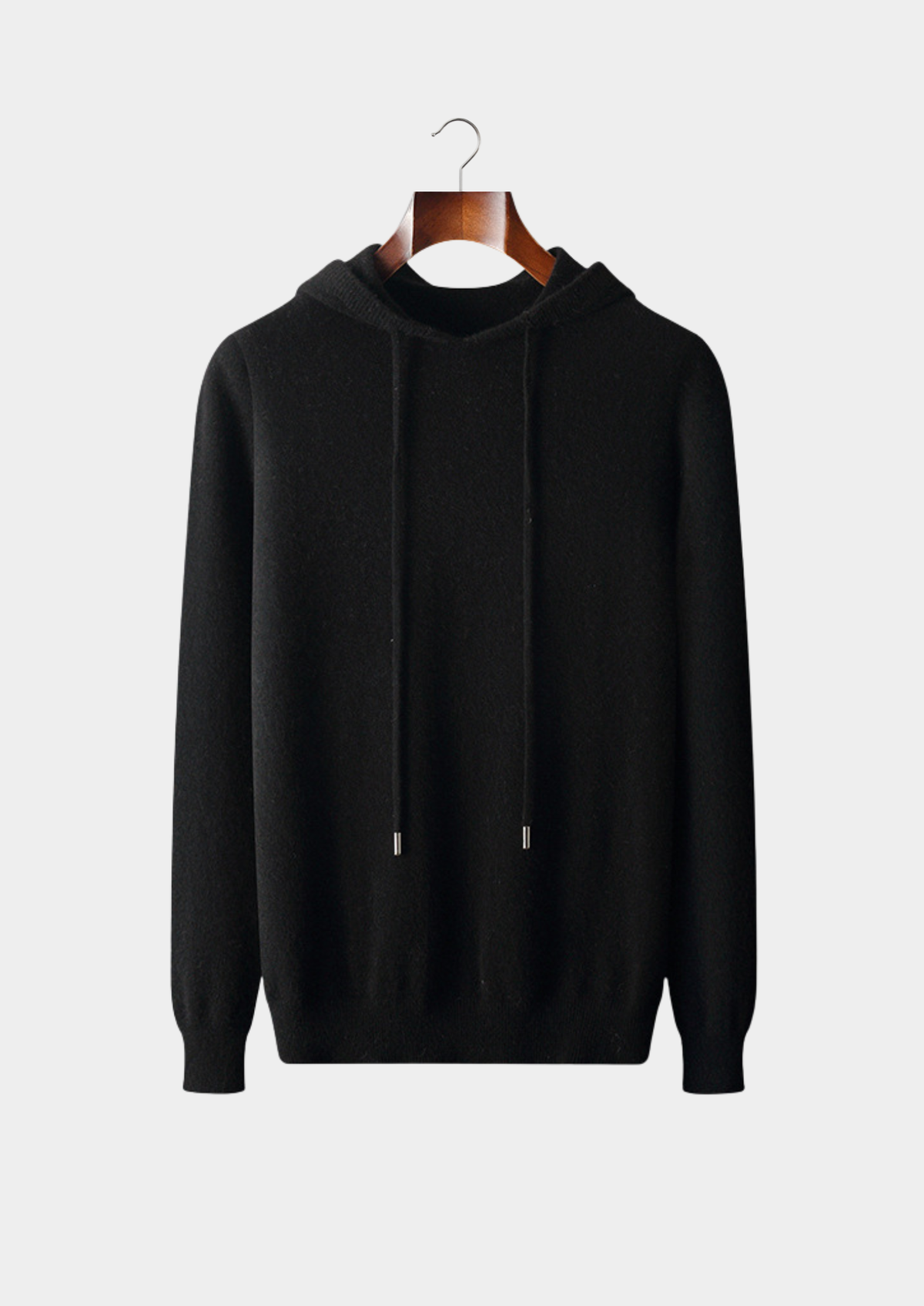 Pure Extra-Fine Merino Wool Black Leisure Hoodie | Arventti