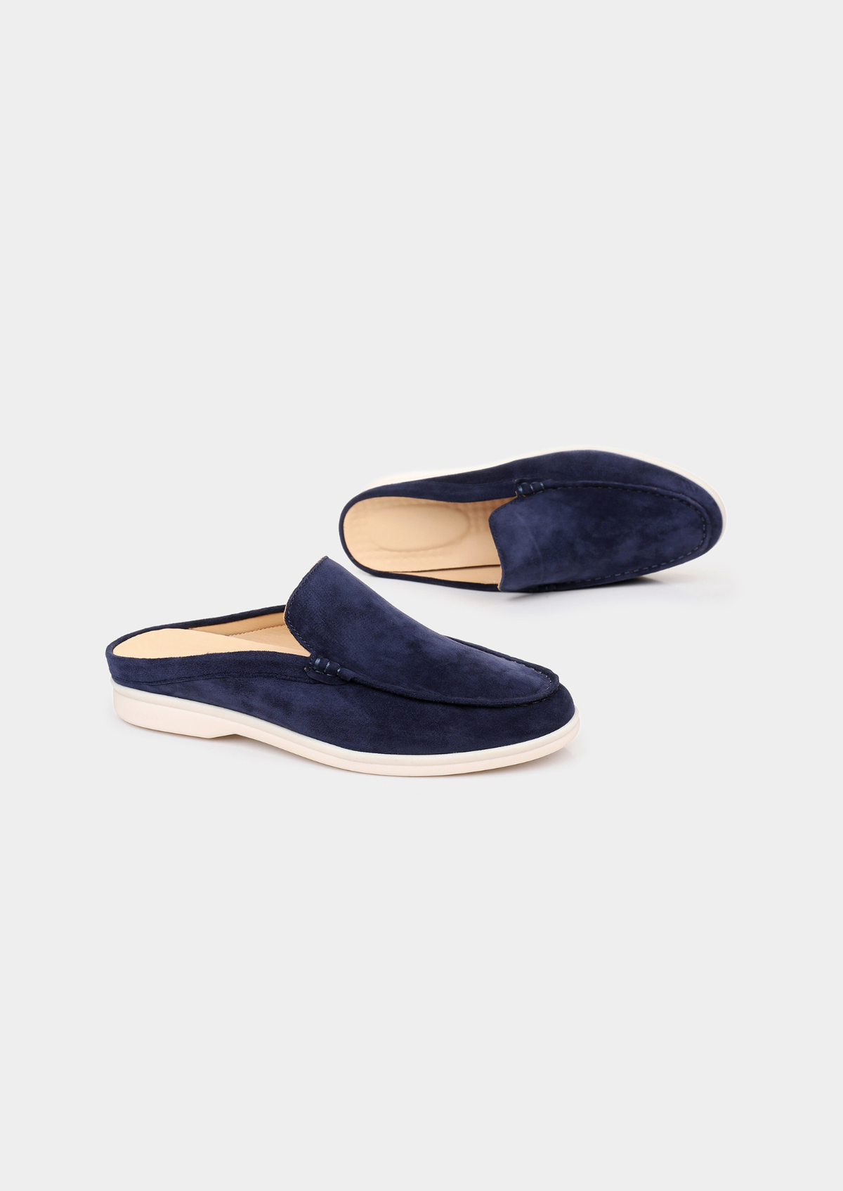 Navy Blue Marina Suede Slipper | Arventti