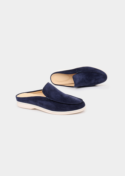 Navy Blue Marina Suede Slipper | Arventti